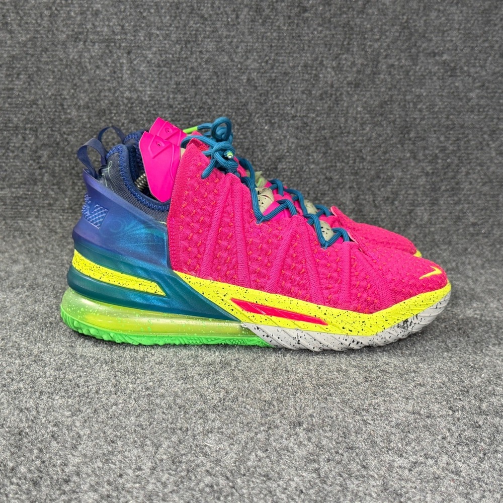Nike LeBron 18 Basketball Shoes Mens 8.5 Los Angeles By Night Neon Pink Athletic